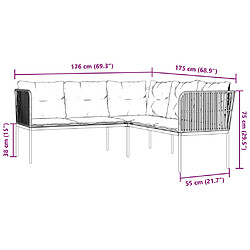 vidaXL Ensemble de canapés de jardin et coussins noir acier textilène pas cher