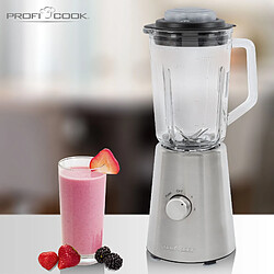 Blender Mixeur, Récipient en Verre de 1,0 Litre, 2 Vitesses+Fonction d'impulsion, 500, Argent, Proficook, UM 1213 pas cher