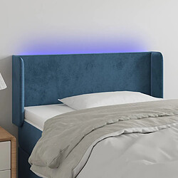 vidaXL Tête de lit à LED Bleu foncé 83x16x78/88 cm Velours