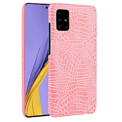 Wewoo Coque Pour Galaxy A51 Crocodile antichoc Texture PC + étui en PU rose