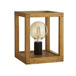 Searchlight Lampe de table Square 1 ampoule Plastique,bois de bambou tissé Noir,bois naturel