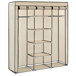 Avis vidaXL Armoire avec compartiments et barres Crème 150x45x175 cm Tissu