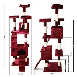 Avis Helloshop26 Arbre à chat 170 cm corde en sisal griffoir grattoir jeux plateforme rouge 16_0000022