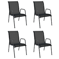 vidaXL Chaises de jardin 4 pcs Acier et textilène Noir