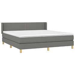 Avis Maison Chic Structures de lit + matelas,Lit à sommier tapissier avec matelas Gris foncé 160x200cm Tissu -MN24234