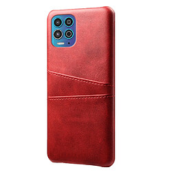 Coque en TPU + PU avec double porte-cartes rouge pour votre Motorola Moto G100/Edge S