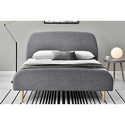 Concept Usine Cadre de lit scandinave en tissu gris clair avec pieds en bois 140x190 cm SANDVIK