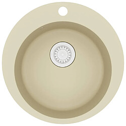 vidaXL Évier de cuisine Granit Seul lavabo Rond Beige