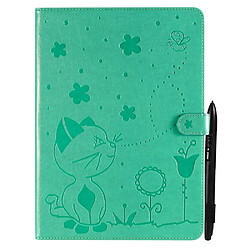 Etui en PU motif chat et abeille vert pour votre iPad mini (2021)