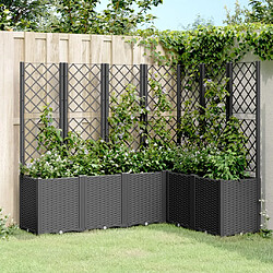 vidaXL Jardinière avec treillis noir 160x120x140 cm PP