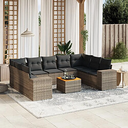 Maison Chic Salon de jardin avec coussins 10 pcs, Ensemble Tables et chaises de jardin, gris résine tressée -GKD207806