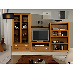 Avis Pegane Meuble TV en pin massif coloris cerisier - Longueur 100 x Profondeur 55 x Hauteur 45 cm