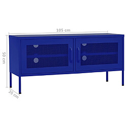 vidaXL Meuble TV Bleu marine 105x35x50 cm Acier pas cher