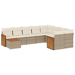 Maison Chic Salon de jardin avec coussins 10 pcs | Ensemble de Table et chaises | Mobilier d'Extérieur beige résine tressée -GKD30216