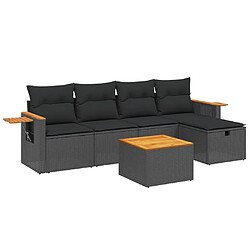 Maison Chic Ensemble Tables et chaises d'extérieur 6pcs avec coussins,Salon de jardin noir résine tressée -GKD173817