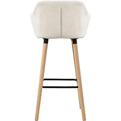 Avis Decoshop26 Lot de 2 tabourets de bar lounge design scandinave assise en tissu beige pieds en bois repose-pieds en métal 10_0004172