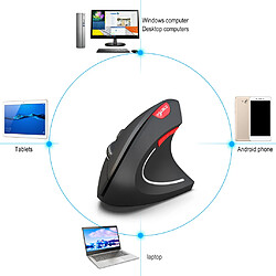 Souris verticale sans fil Bluetooth 3.0 à sensibilité réglable, noir