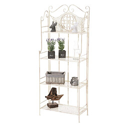 Decoshop26 Etagère de rangement plantes 4 niveaux en fer 153x61x33 cm crème vieilli 10_0003718