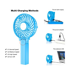 Acheter CHRONUS Fan, Ventilateurs Portables Rechargeables USB Portables à 3 Vitesses (Bleu)