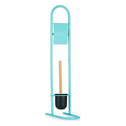 Berilo Dérouleur papier toilette avec pot à balai 16 x 28,5 x 80,8 cm Bleu Métal Plastique Bambou (4 Unités)