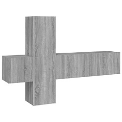 Maison Chic Ensemble de meubles TV 3 pcs | Banc TV Moderne pour salon | Meuble de Rangement - Sonoma gris Bois d'ingénierie -MN77213