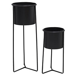 Aubry Gaspard Cache-pots en métal noir (Lot de 2).