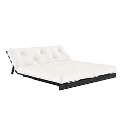 Acheter Inside 75 Canapé convertible futon ROOTS pin laqué noir matelas 160 x 200 cm coloris naturel