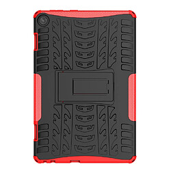 Coque en TPU texture de pneu, résistant aux chocs avec béquille pour votre Lenovo Tab M10 (Gen 3) - rouge