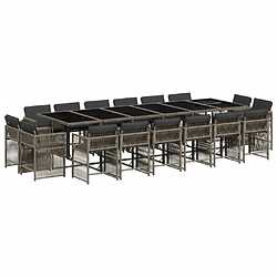 vidaXL Ensemble à manger de jardin 17 pcs et coussins résine tressée