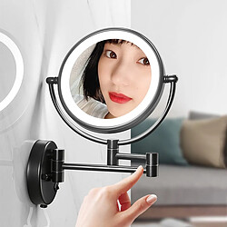 Universal Miroir de maquillage en laiton noir LED extension pliant montage mural double face LED lumière miroir agrandissement miroir de bain | Miroir de bain