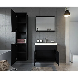 Avis Auco Meuble de salle de bain Montreal 60 cm lavabo Noir brillant - Armoire de rangement Meuble lavabo evier Meubles