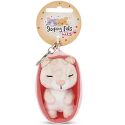 NICI Peluche Porte-Cles 8 Cm - Chat Tachete Beige Endormi