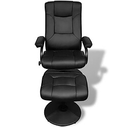 vidaXL Fauteuil TV avec repose-pied Noir Similicuir