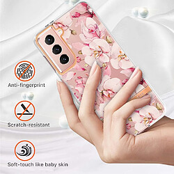 Coque en TPU IML IMD, motif fleurs et lettres, anti-rayures, électroplaqué HC005 gardénia rose pour votre Samsung Galaxy S21 5G