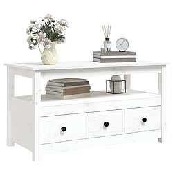 Avis vidaXL Table basse Blanc 102x49x55 cm Bois massif de pin