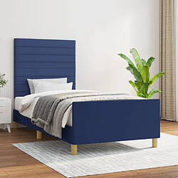 vidaXL Cadre de lit sans matelas bleu 100x200 cm tissu