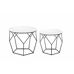 Avis Inside 75 Lot de 2 tables d'appoint HAMBOURG plateaux blancs piètement filaire noir