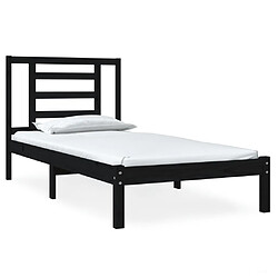 vidaXL Cadre de lit sans matelas noir 75x190 cm bois massif