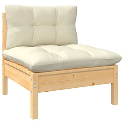 Acheter Maison Chic Salon de jardin 6 pcs + coussins - Mobilier/Meubles de jardin - Table et chaises d'extérieur crème Bois de pin -MN93513