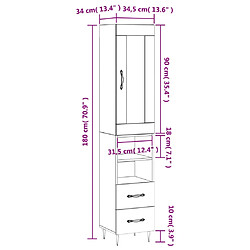 vidaXL Buffet haut Noir 34,5x34x180 cm Bois d'ingénierie pas cher