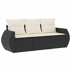 Maison Chic Ensemble de 3 Tables et chaises d'extérieur avec coussins,Salon de jardin, Ensemble Tables et chaises d'extérieur noir résine tressée -GKD238020