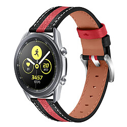 Bracelet en cuir véritable épissage de couleur 20mm, noir/rouge pour votre Samsung Galaxy Watch4 40mm/44mm/Galaxy Watch 42mm