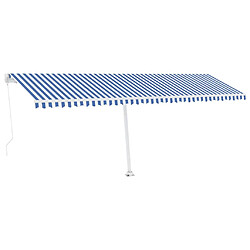 Maison Chic Auvent manuel rétractable,Store manuel de porte sur pied 600x300 cm Bleu/Blanc -GKD88911