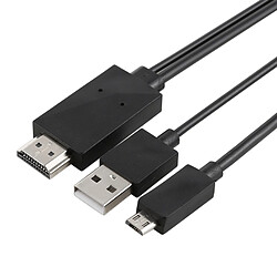 Wewoo Câble adaptateur micro USB MHL vers HDMI multi-usage de 1,8 m, prise en charge de la sortie Full HD 1080p, pour Galaxy S6 / S IV / i9500 / Galaxy Note III / N9000 / Galaxy SIII / i9300 / Galaxy Note II / N7100 (Noir)