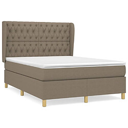 vidaXL Sommier à lattes de lit avec matelas Taupe 140x200 cm Tissu