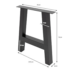 Avis Ecd Germany Set 2 pieds de table à manger meuble forme A support banc anthracite 70x72 cm