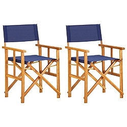 Maison Chic Lot de 2 Chaises de metteur en scène Bois massif d'acacia Bleu -GKD55348