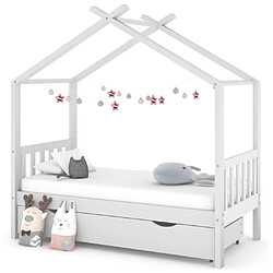 Maison Chic Lit d'Enfant Chambre - Cadre de lit pour enfant avec tiroir blanc pin massif 80x160 cm -MN34327