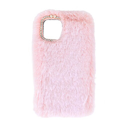 Universal Beau boîtier de téléphone en peluche super en peluche couverture de téléphone à choc de l'amortisseur de téléphone compatible pour iPhone 11 (rose)