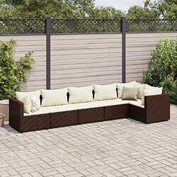 vidaXL Salon de jardin 6 pcs avec coussins Marron Résine tressée